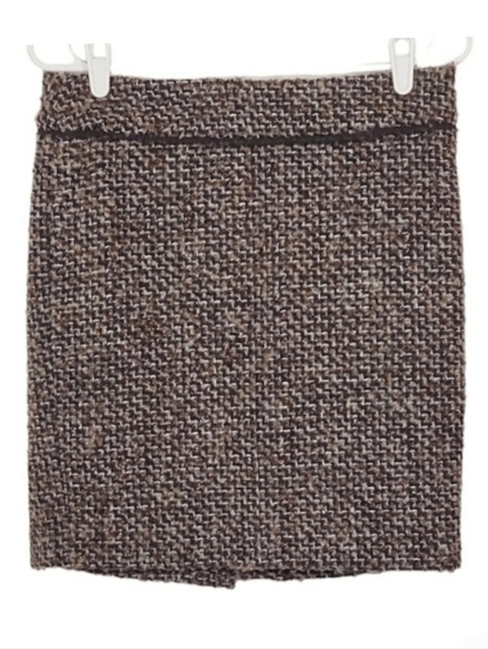 7016 * Ann Taylor Tweed Textured Pencil Skirt Black Gray Brown Size 2